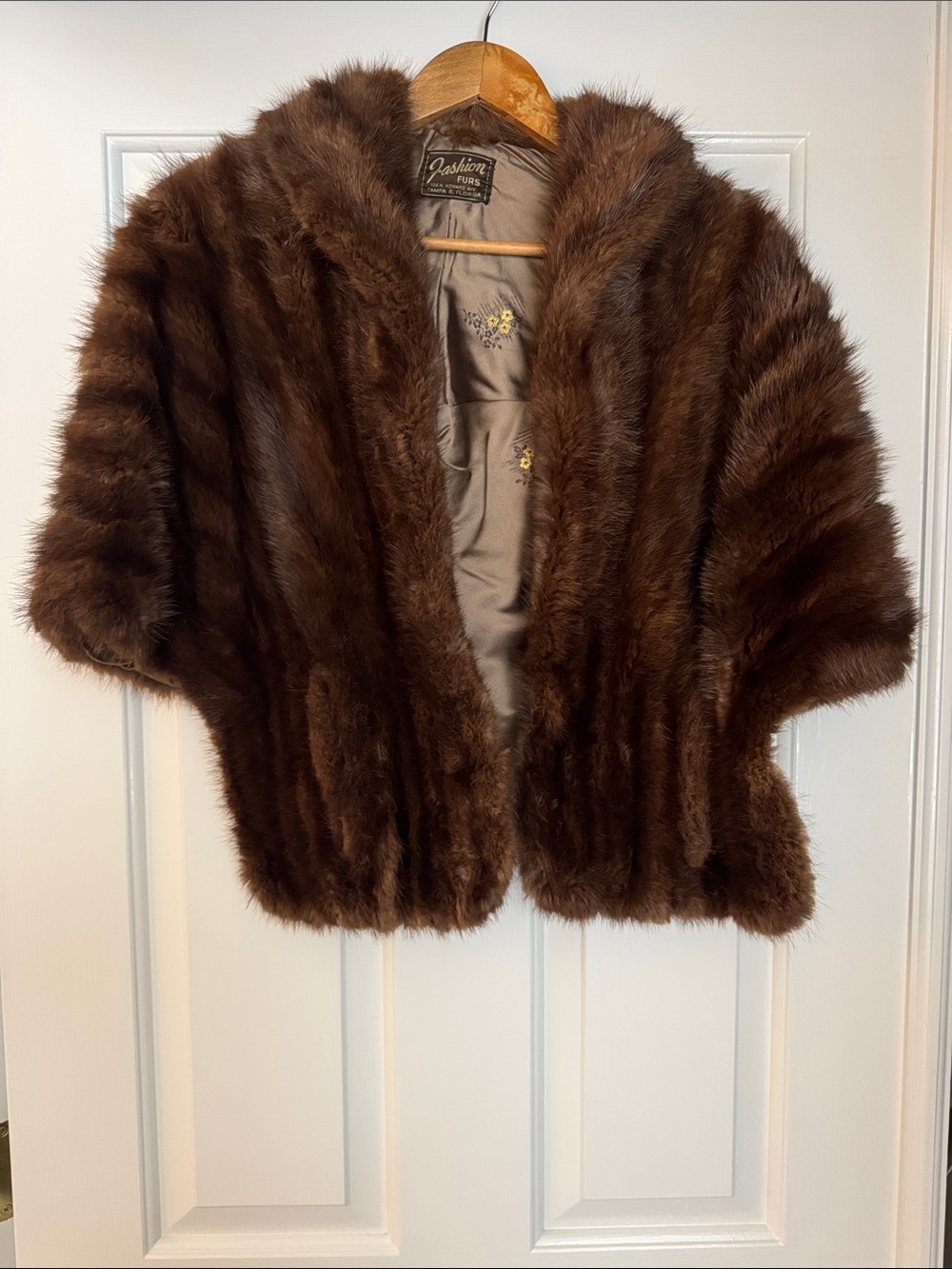 Vintage Brown Faux Fur Stole Capelet